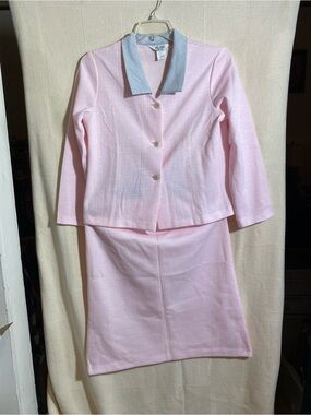 Vintage Blair Classic Pink & Gray Two-Piece Jacket & Skirt Set